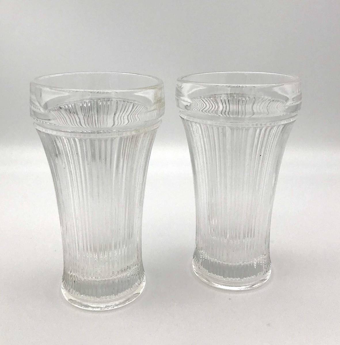 （R2-0115）昭和レトロ　型押しガラス　足付きコップ＆タンブラー まとめて　ビアグラス　気泡　プレスガラス_画像5