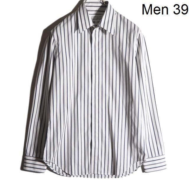 B4047P MAISON MARGIELA メゾンマルジェラ 14 20SS Classic Shirt ストライプシャツ 白黒 39 /  マルタンマルジェラ シーズンレス rb mks