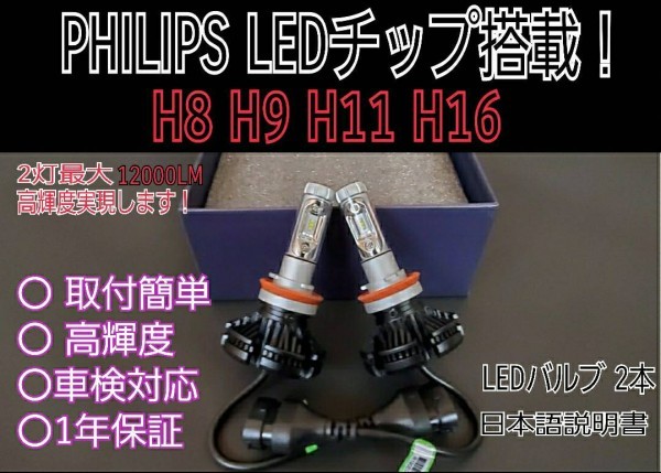 PHILIPS LED スズキ スペーシア MK 42S 32 HH25.3～H29.11 フォグランプ用 H8 H16 12000LM ルーメン 3000K 6500K 8000K 車検対応_画像1