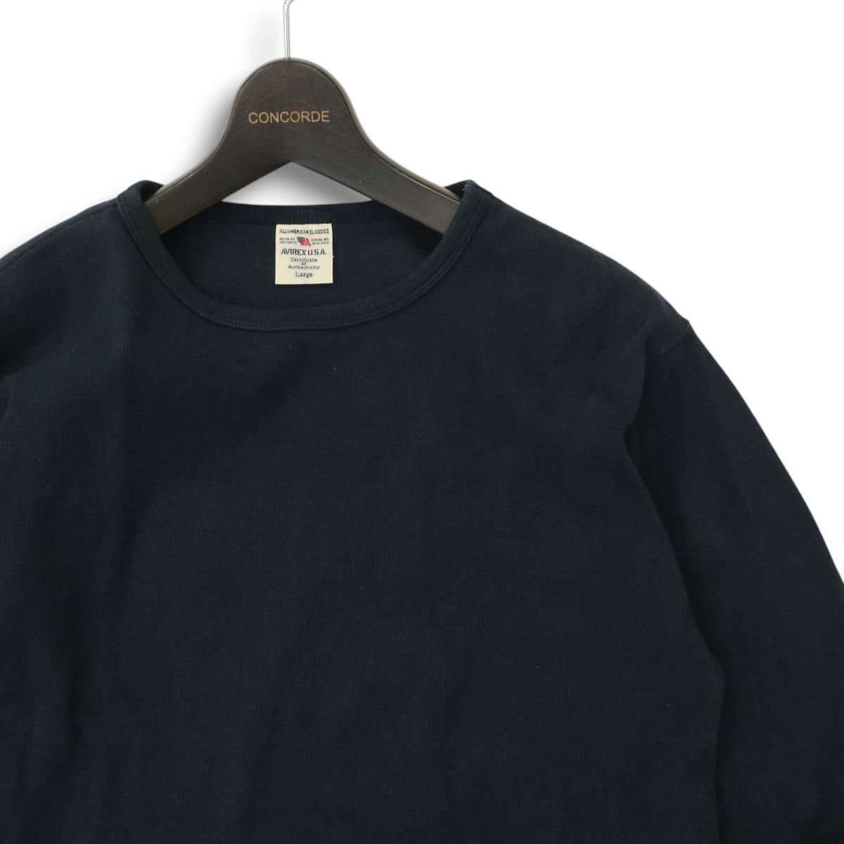 AVIREX アヴィレックス 通年★ 長袖 リブ カットソー ロンTシャツ Sz.L メンズ 紺　A5T02397_3#C