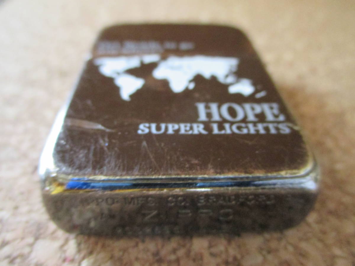 ZIPPO 『 JT 日本たばこ HOPE SUPER LIGHTS 世界地図 非売品』HP年1月製造 ホープ スーパー ライト オイルライター ジッポ－ 廃版激レア_画像2