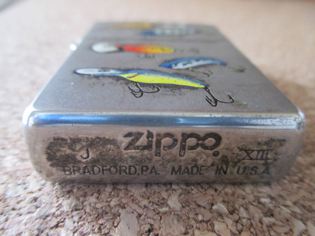 ZIPPO 『OUTDOOR LIFE アウトドアライフ ルアー フィッシング』1997年10月製造 釣り 渓流 清流 湖沼 オイルライター ジッポー 廃版激レアの画像4