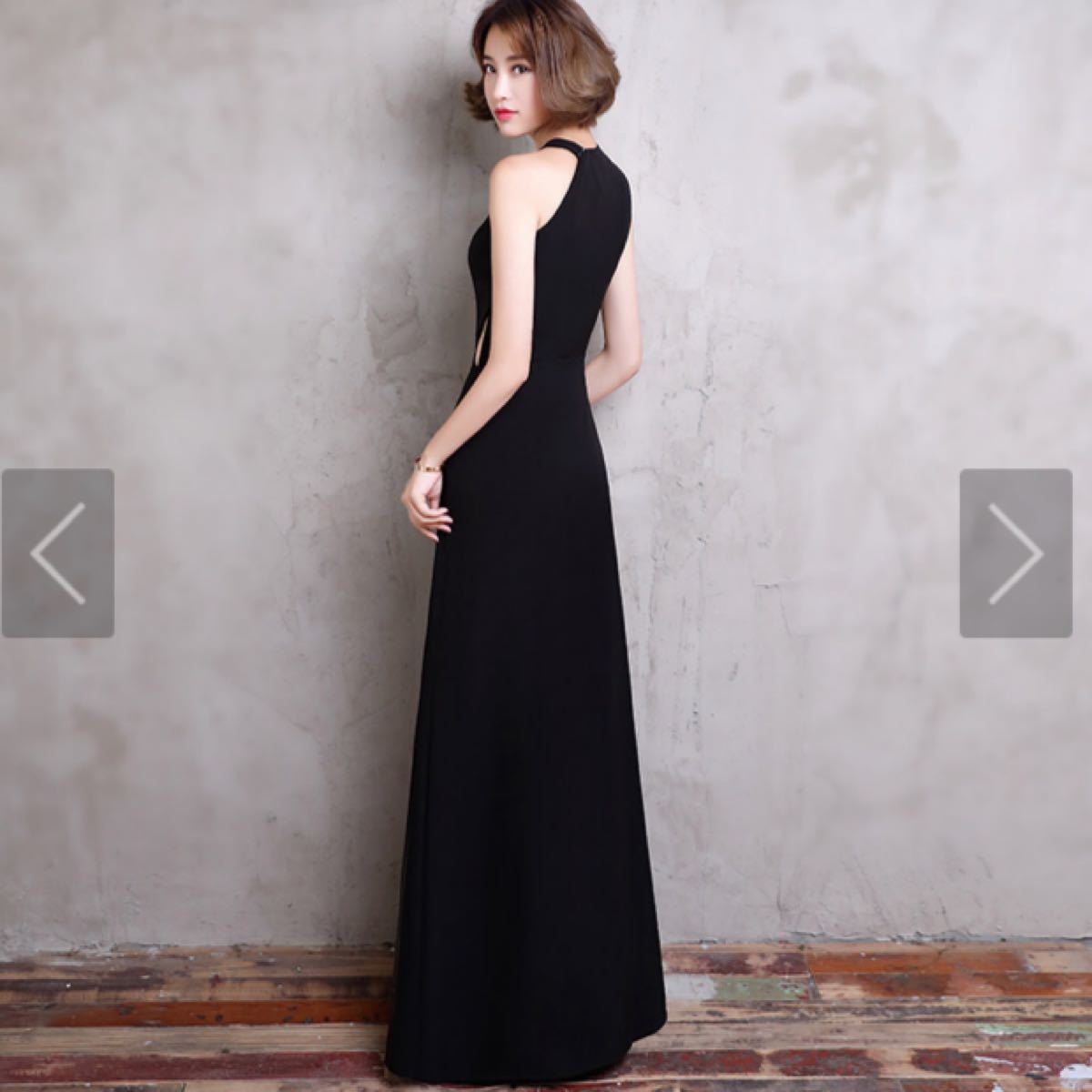 ドレス　ロングワンピース　 ロングドレス　ブラック　黒　スリット　新品