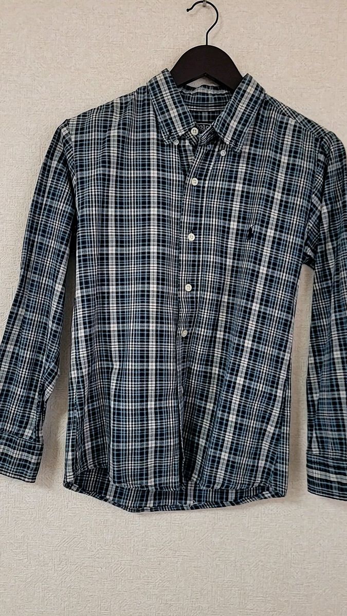 POLO RALPH LAUREN キッズ ブルー系 チェック柄 長袖シャツ 100㌢