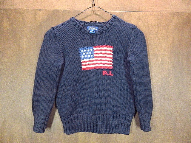 Polo Ralph Laurenキッズ星条旗コットンセーター黒size 6★200320n5-k-swrブラック古着ポロ・ラルフローレントップス子供用_画像1