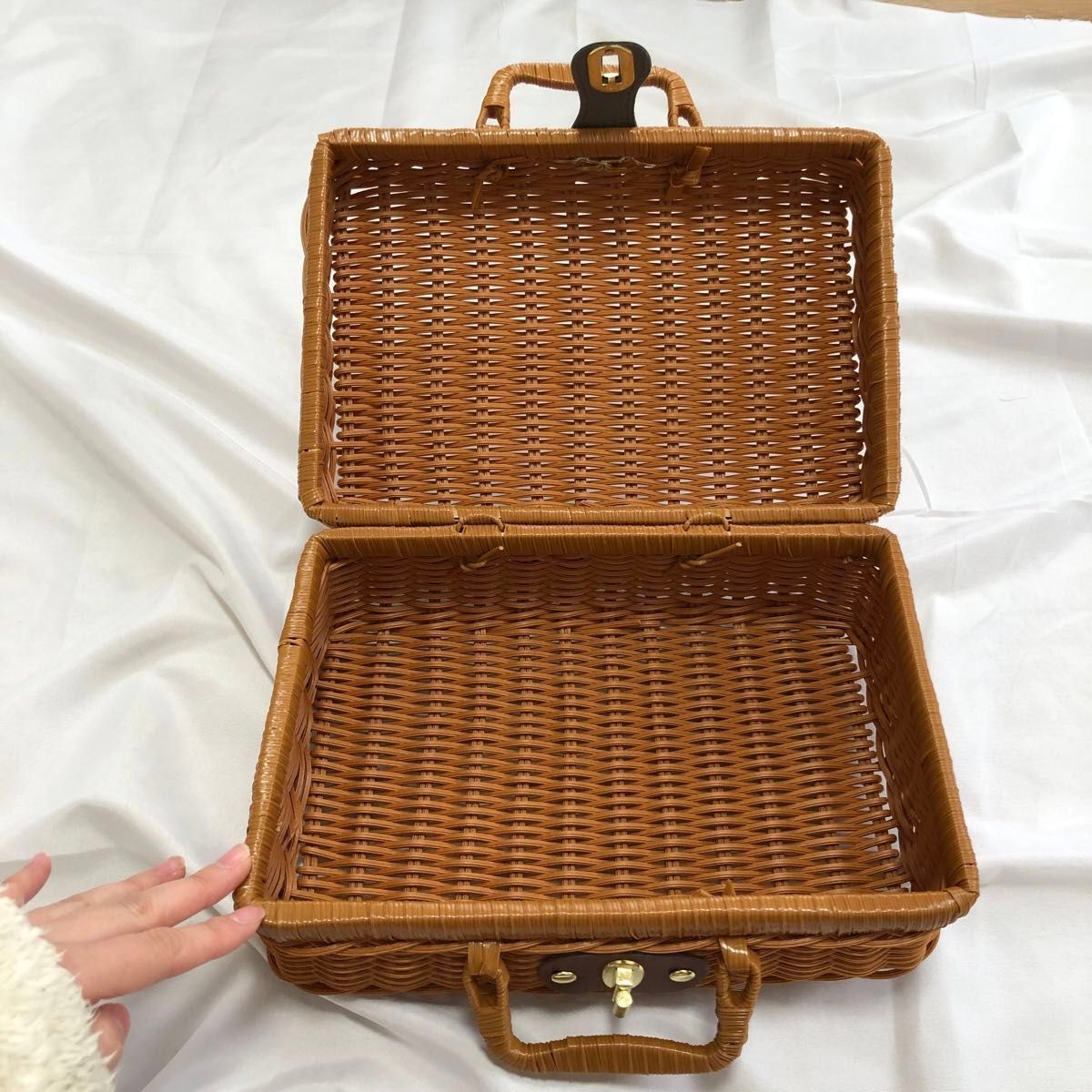 蓋付き バスケット 収納 ラタン 籐あみ風 カゴバッグ トランク 蓋付き バスケット 収納 ラタン 籐あみ風 カゴバッグ トランク