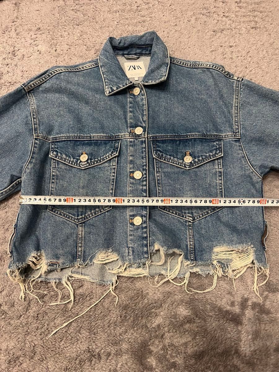 ZARA デニムジャケット ショート丈 ダメージ Gジャン クラッシュ ZARA デニムジャケット ショート丈 ダメージ Gジャン クラッシュ
