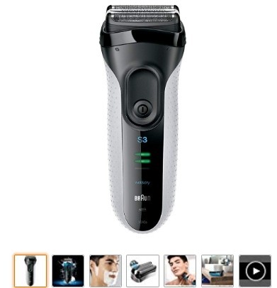 BRAUN MEN'S EC SHAVER SIRIES3 3040s-W 3BLADES WASH/BATH OK WHITE_画像1