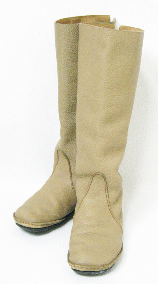 #Koos[ course ] gray beige leather boots 38 (24) box #
