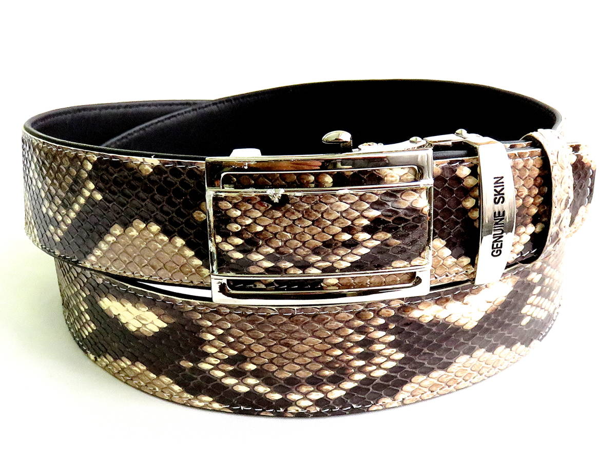  diamond python *ni type snake * Sune -ks gold * snake leather belt * width 37mm* natural * pattern B