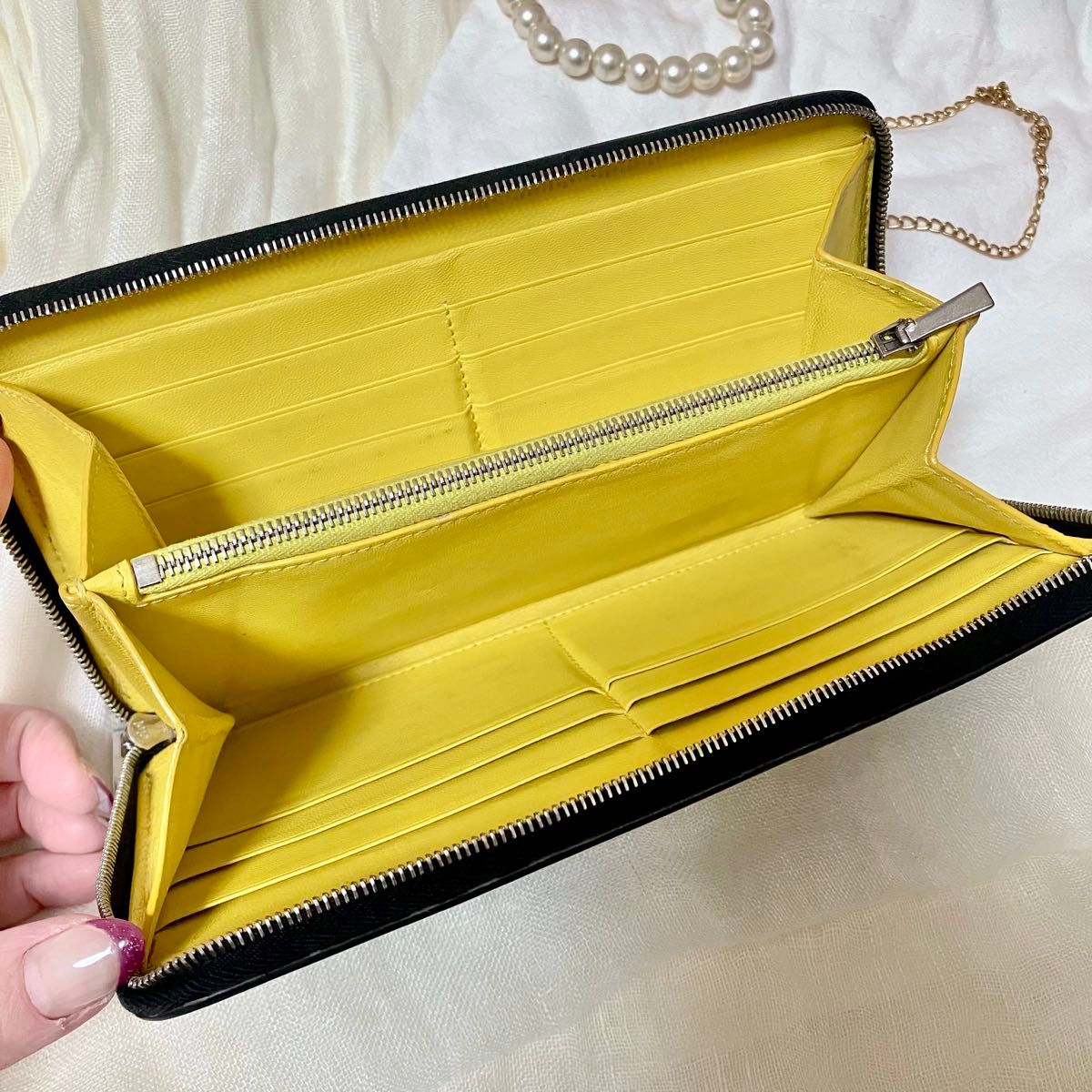 CLINEセリーヌ 長財布 paris 黒black 黄色 yellow celine レザー CLINEセリーヌ 長財布 paris 黒black 黄色 yellow celine レザー