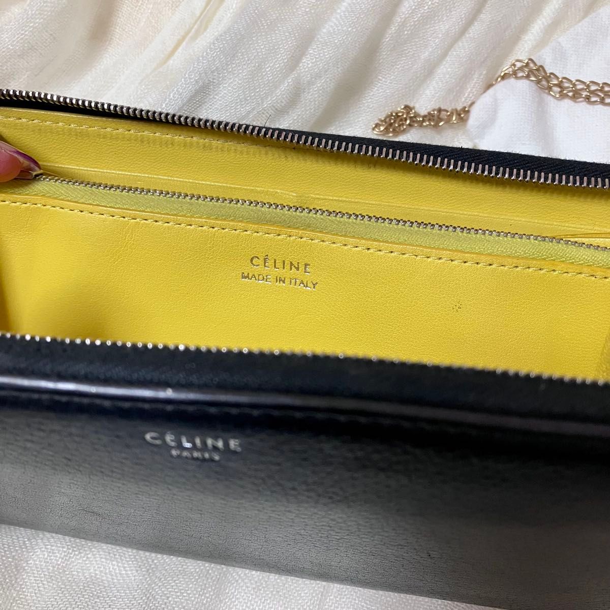 CLINEセリーヌ 長財布 paris 黒black 黄色 yellow celine レザー CLINEセリーヌ 長財布 paris 黒black 黄色 yellow celine レザー
