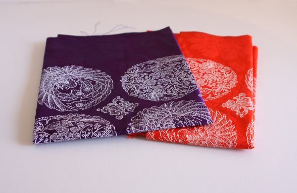 no6. zabuton ground *.. cloth red & purple 2 sheets size : approximately 68×144. unused * long-term keeping goods hand made .