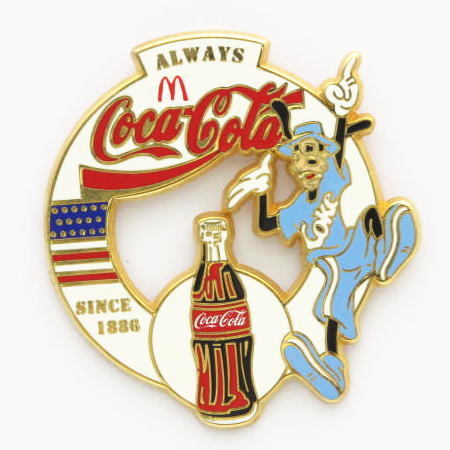  Disney Goofy все way z* coke * булавка McDonald's. Coca Cola. булавка 1994 год USA