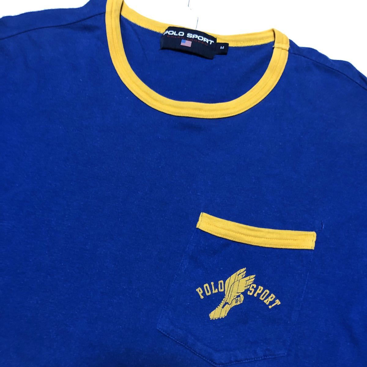 POLO SPORT ポロスポーツ RALPH LAUREN ラルフローレン ウイングフット Tシャツ M 青_画像1