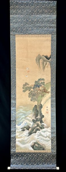 s3203z【真作】山田秋畝「蓬莱山」掛軸 紙本 肉筆 山水図 寺崎 s3203z【真作】山田秋畝「蓬莱山」掛軸 紙本 肉筆 山水図 寺崎
