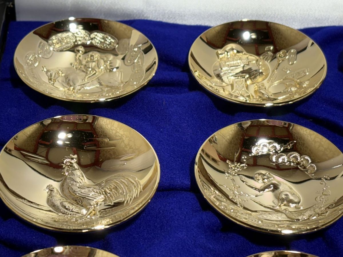 L171 金杯・十二支金盃 24KGP(金メッキ)12個 中古品 (金製 L171 金杯・十二支金盃 24KGP(金メッキ)12個 中古品 (金製