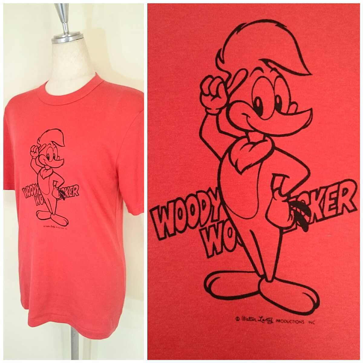 Paypayフリマ 90年代 M Woody Woodpecker ウッドペッカー Ladies レディース 女性用 トップス 半袖 Tシャツ イラスト キャラクター ヴィンテージ 赤