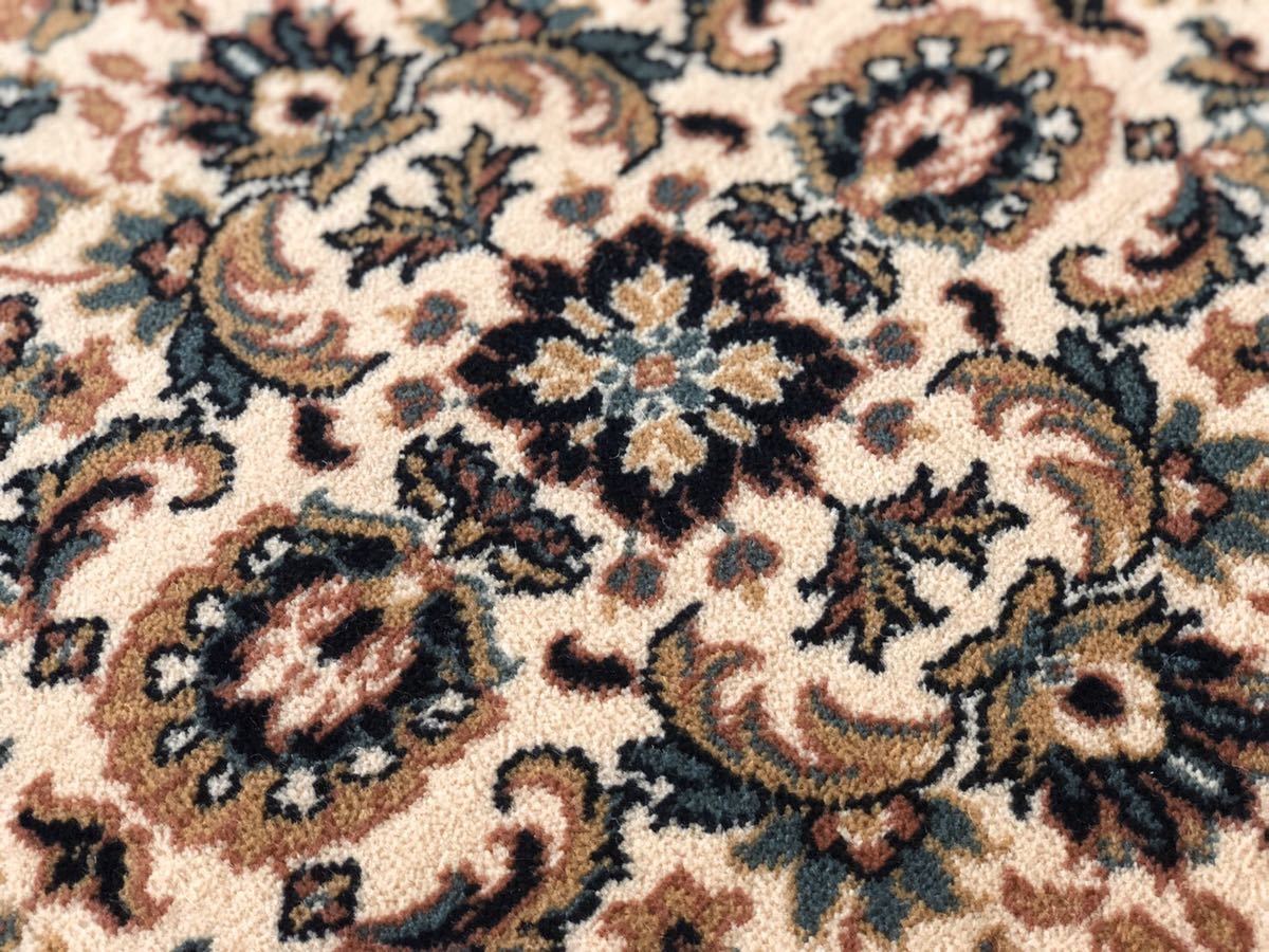 PayPayフリマ｜ベルギー製 100%ウール ウィルトン織り 円形 ペルシャ絨毯柄 83cm 12