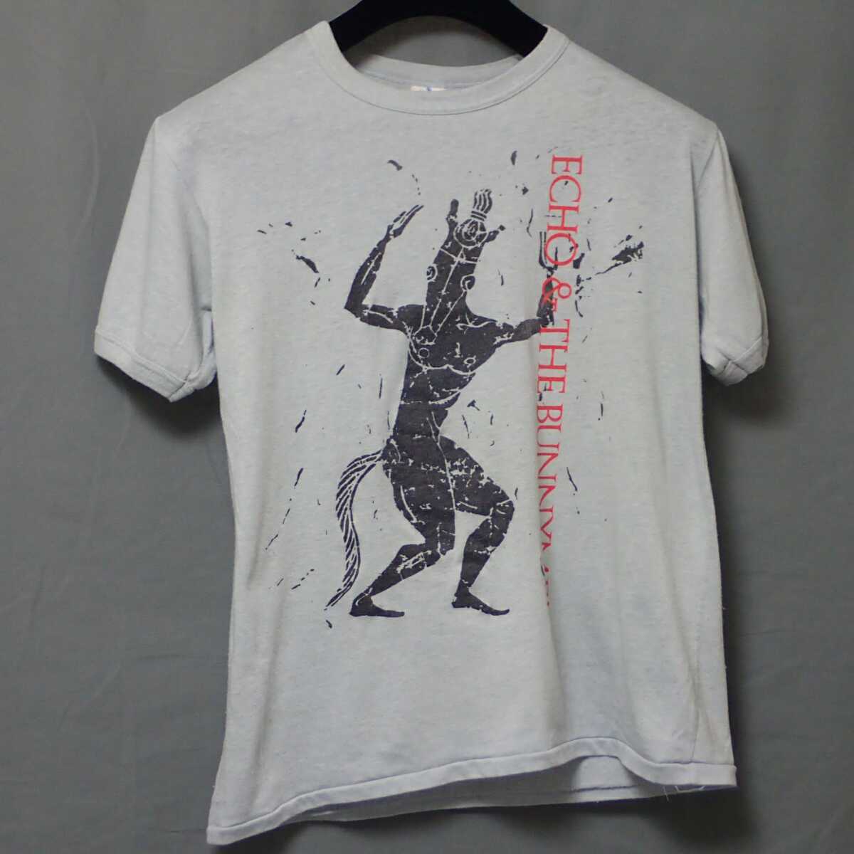 ■ 80s Echo & The Bunnymen Vintage T-shirt ■ エコー & ザ バニーメン ヴィンテージ Tシャツ グレー L 当時物 本物 バンドT エコバニ