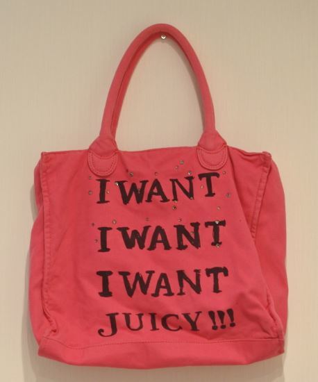 JUICY COUTURE ジューシークチュール トートバッグ バッグ ピンク ロゴ ラインストーン フルジップ ymdnrk m0317_画像1