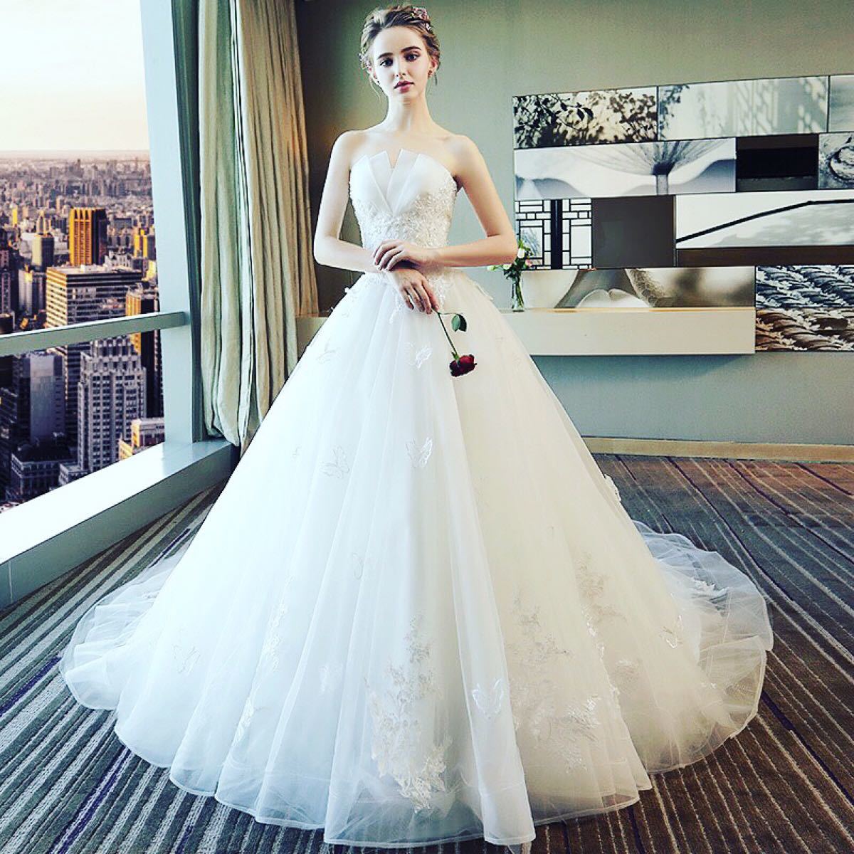 花嫁 ウェディングドレス 結婚式 ドレス 綺麗 新品 カラードレス