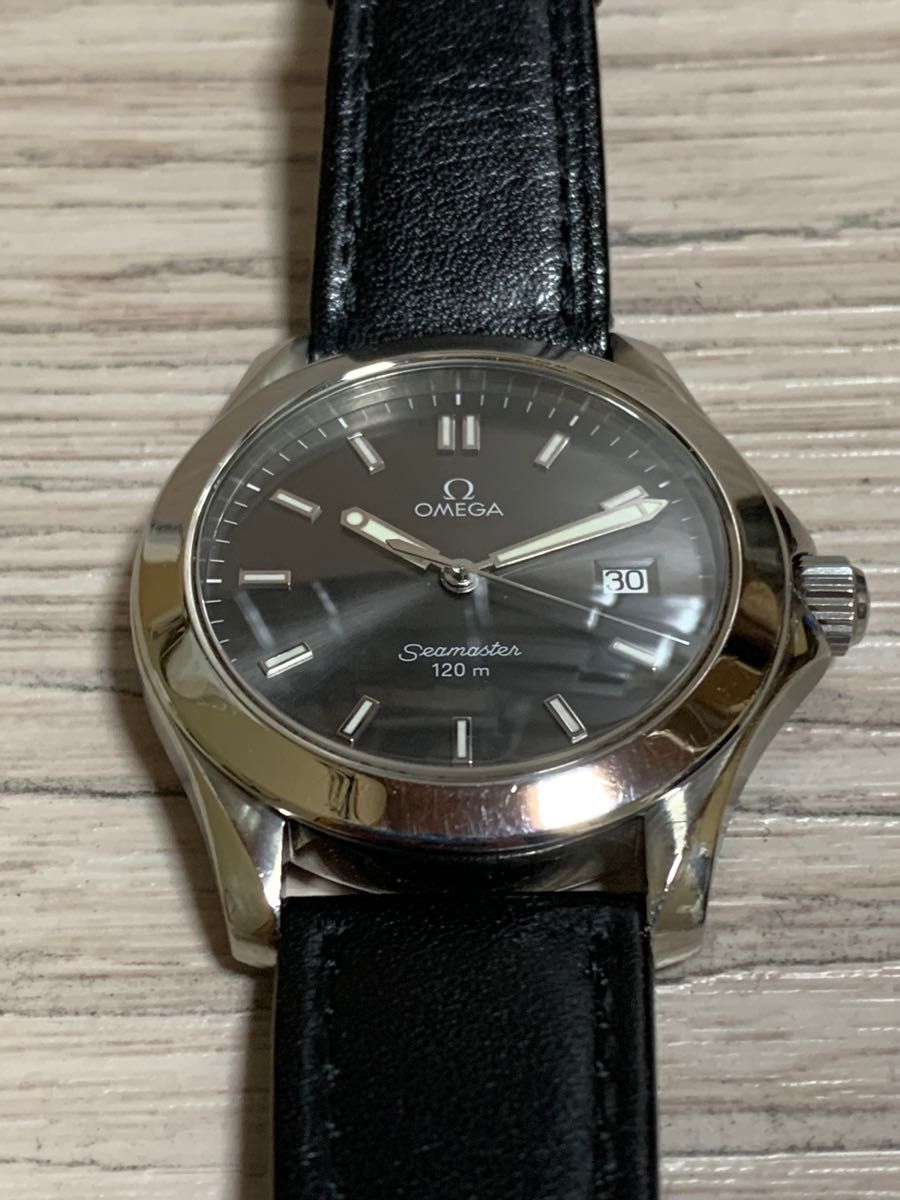 オメガ シーマスター120m メンズ ベルト OMEGA Seamaster 120m オメガ シーマスター レザーベルト 稼働品