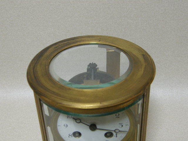 置き時計　フランス　アンティーク　円筒型　ホーロー文字盤　ニッケル振り子_画像2