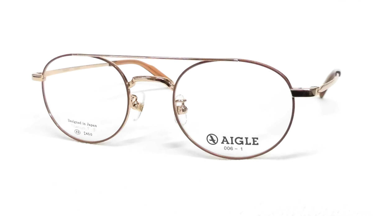 新品★調光度付きサングラス★AIGLE 006ゴールドボストン ツーブリッジ βチタン★定形外送料無料★UVカット度付カラーレンズ選択可 7