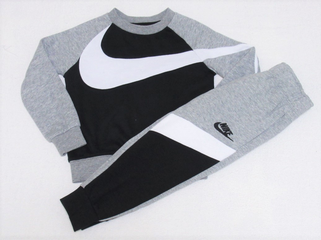 NIKE キッズ HBR トレーナー パンツ セットアップ グレー 90 2T ナイキ スウェット 上下セット ビッグスウッシュ ジャージ_画像1