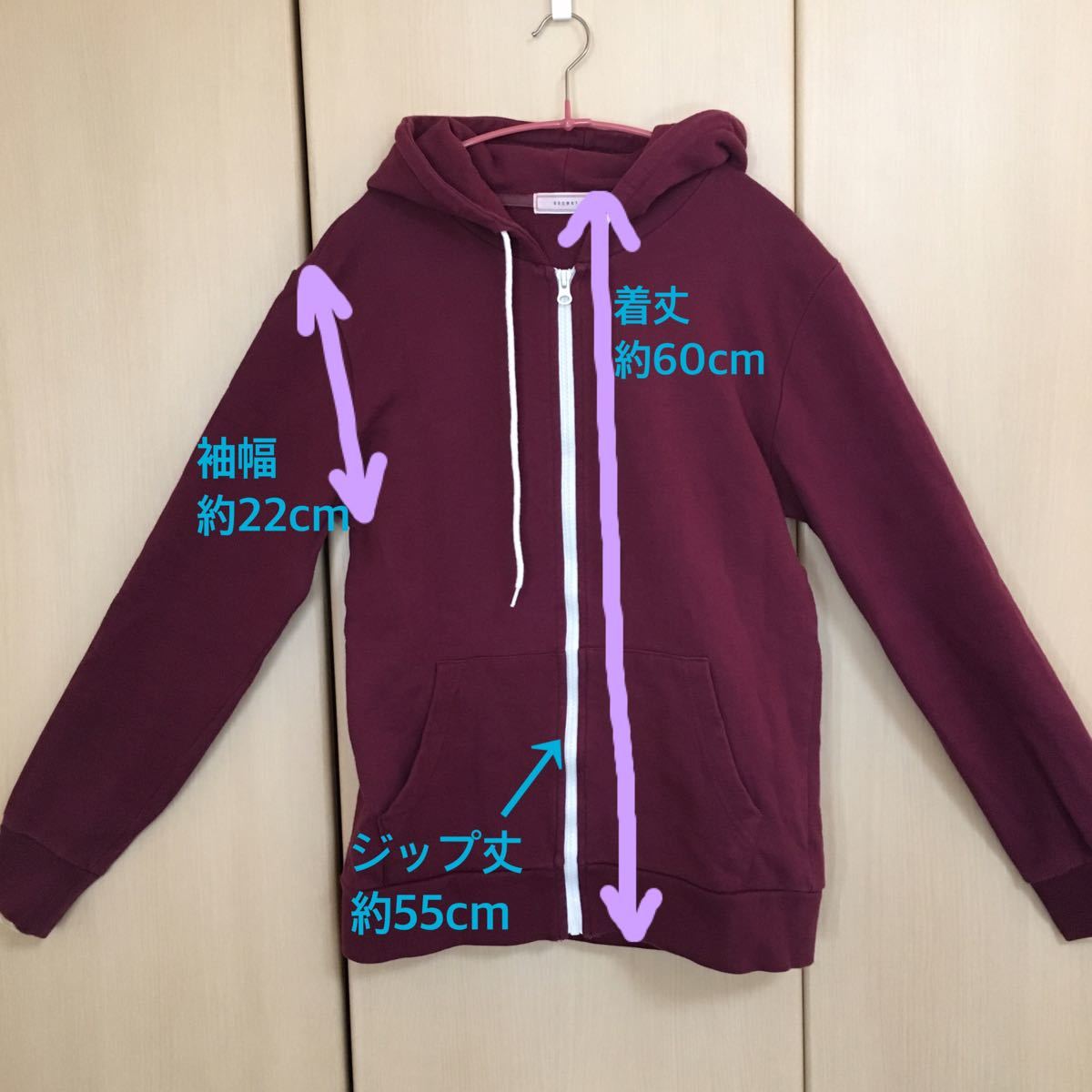 ジップアップパーカー ワインレッド 赤紫 M BROWNY MEN WOMEN ジップアップパーカー ワインレッド 赤紫 M BROWNY MEN WOMEN