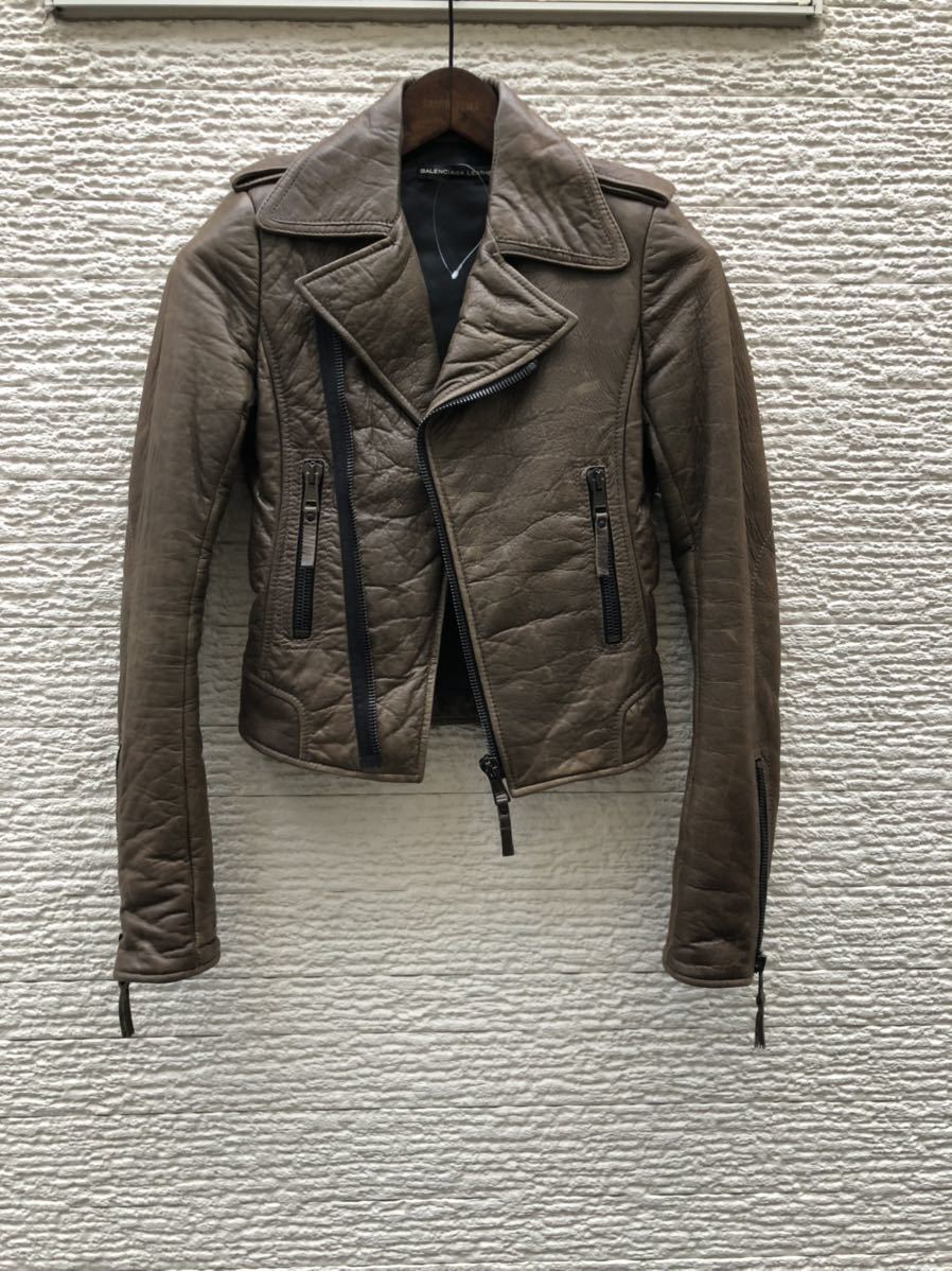 バレンシアガ BALENCIAGA ライダースジャケット 34 レザージャケット　leather jacket 00s archive