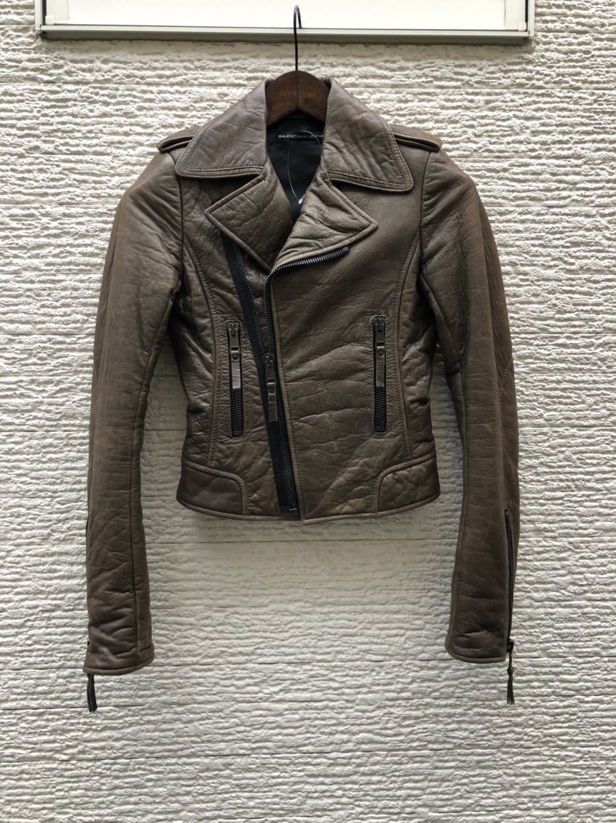 バレンシアガ BALENCIAGA ライダースジャケット 34 レザージャケット　leather jacket 00s archive