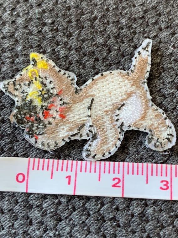 茶猫 入学入園準備 アップリケ 手作り ハンドメイド リメイク 手芸 パーツ 材料 クラフト ポップ ワッペン モチーフ カラフル ネコ_画像2