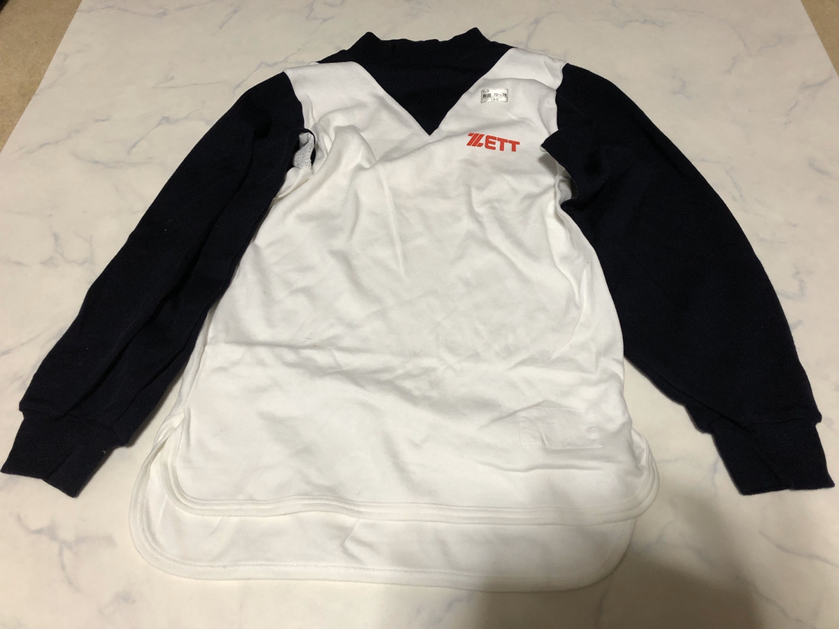 ZETT( Z ) Kids рубашка длинный рукав белый × черный цвет спорт одежда удобный хороший 150 размер грудь 70-78.[ outlet ]P4