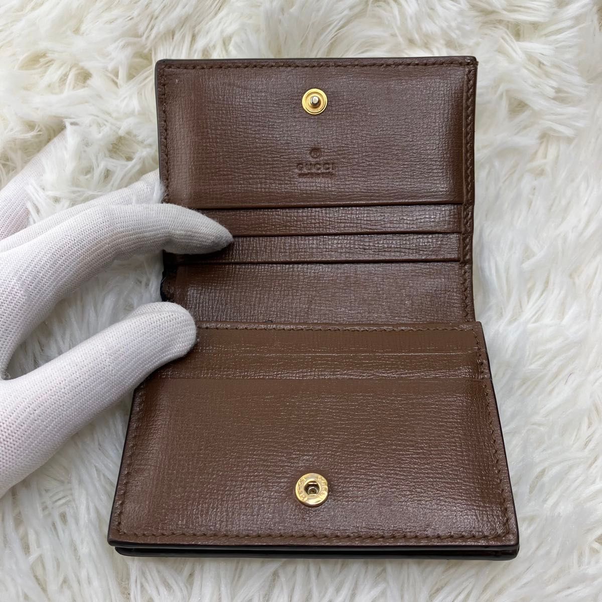 グッチ 折り財布 ハート モチーフ付き カードケース ウォレット 箱あり グッチ/2つ折り財布/GG柄/ハートモチーフ付きカードケース