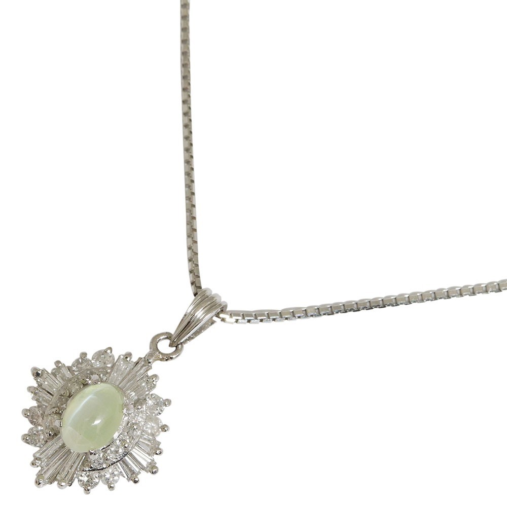 キャッツアイ ダイヤモンド ネックレス 1.00ct 0.47ct Pt850 Pt900
