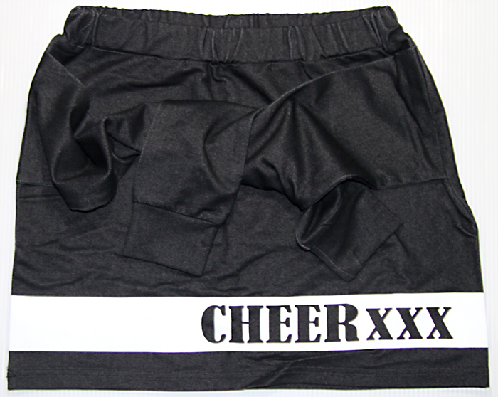 CHEER チアー レディース ニットデニム フェイク袖付きスカート Black Sサイズ CJ532534 1点限りのサンプル_画像1
