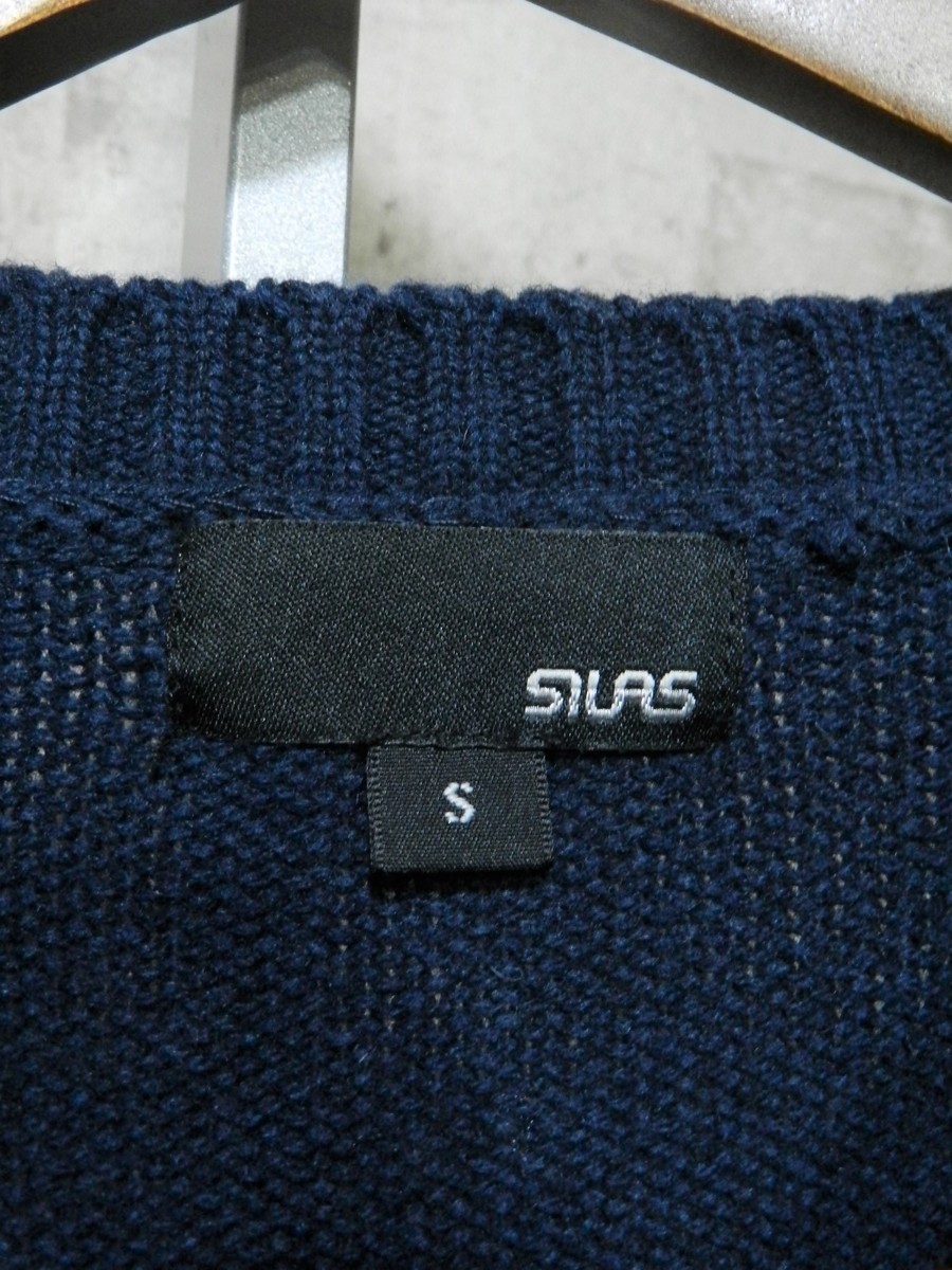 レディース SILAS ロゴ模様 セーター S サイラス 柄 ネイビー_画像3