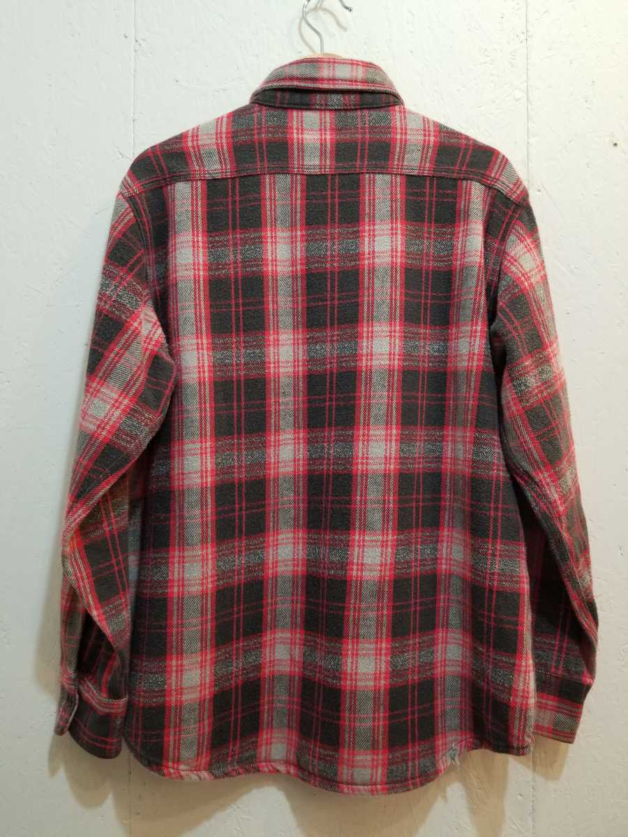 90年代 カーハート 長袖 ヘビーネルシャツ USA製 コットン 赤黒灰 sizeL位 02C0904_画像4