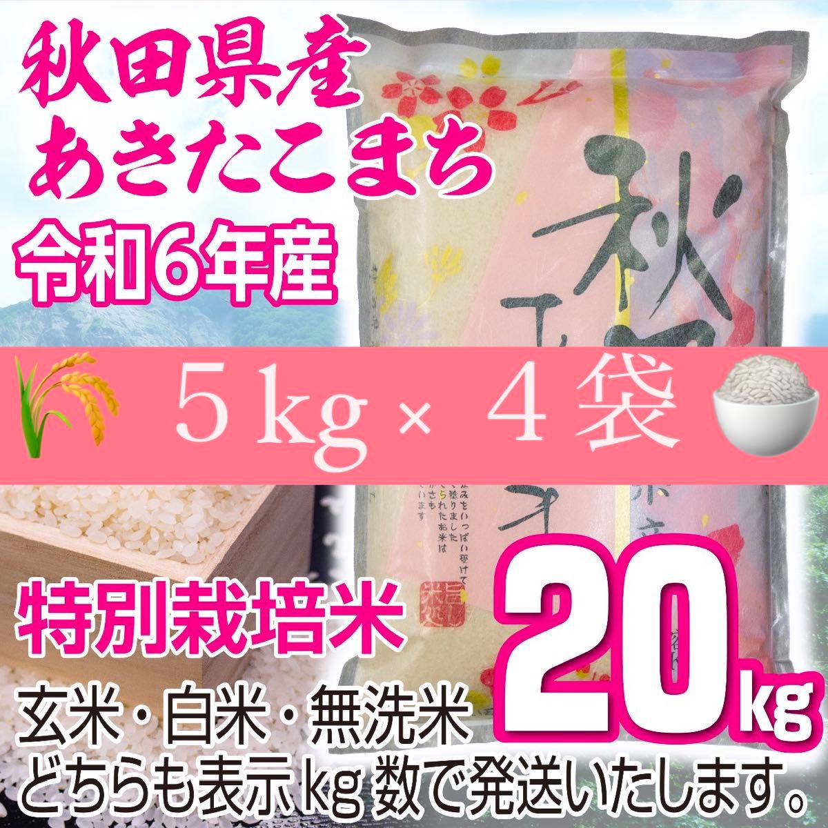 農家直送 秋田県産 令和6年あきたこまち 20kg 特別栽培米 新米秋田小町