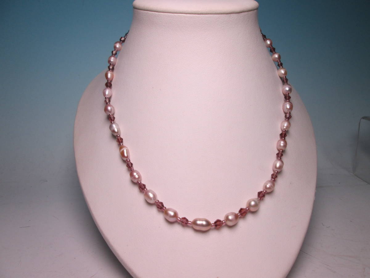 * fresh water pearl .& light purple glass. design necklace 