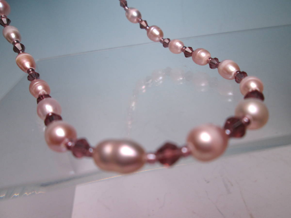 * fresh water pearl .& light purple glass. design necklace 