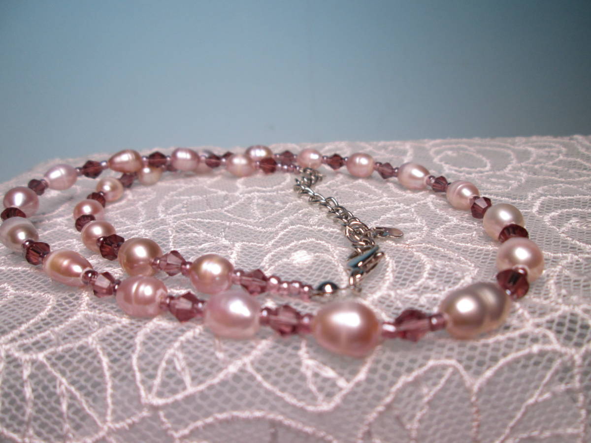 * fresh water pearl .& light purple glass. design necklace 