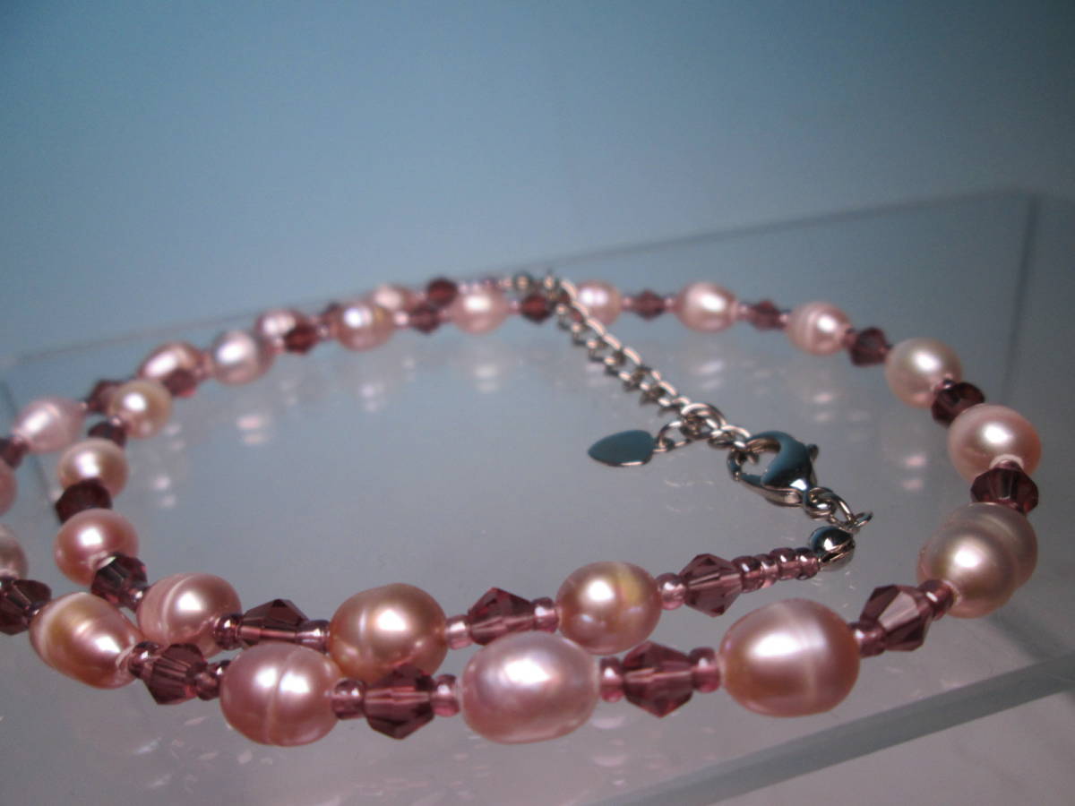 * fresh water pearl .& light purple glass. design necklace 