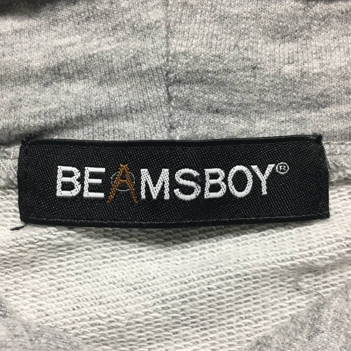 BEAMS BOY ビームス ボーイ リボン付 ロング丈 パーカー 灰 美品 管理C291_画像4