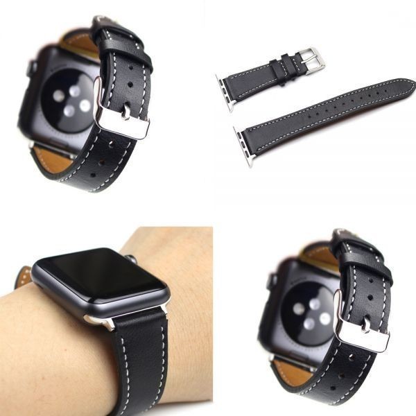 45/44/42mm 黒 Apple Watch バンド 本革 ビジネススタイル 高級 45/44/42mm 黒 Apple Watch バンド 本革 ビジネススタイル 高級