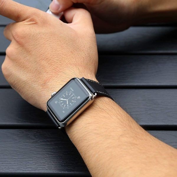 45/44/42mm 黒 Apple Watch バンド 本革 ビジネススタイル 高級 45/44/42mm 黒 Apple Watch バンド 本革 ビジネススタイル 高級