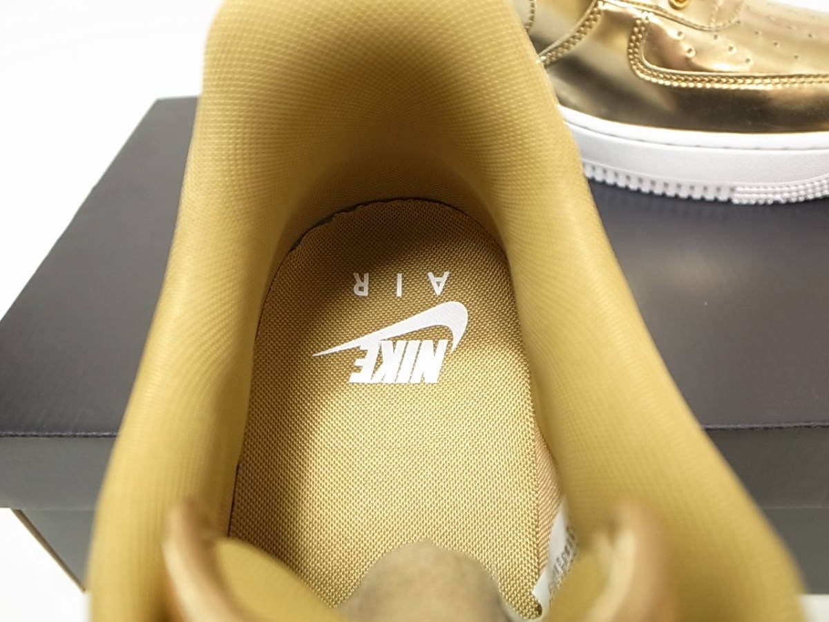 【送料無料】NIKE W AIR FORCE 1 SP METALLIC GOLD/CLUB GOLD-WHITEメタリックゴールド金x白エアフォース CQ6566-700MENS US9.5/27.5cm新品