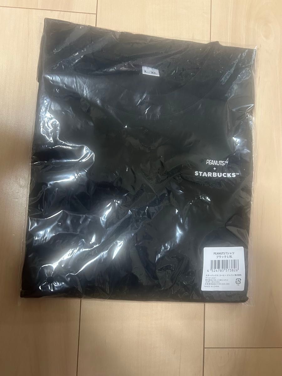 スターバックス PEANUTS スヌーピー Tシャツ ブラック LーXL スターバックス PEANUTS スヌーピー Tシャツ ブラック LーXL